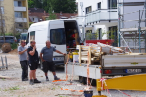 Zimmerleute der Fa. Jobi aus Cham: Johann Piendl und Max Forner